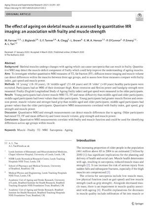 The effect of ageing on skeletal muscle