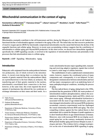 Mitochondrial communication in the context of aging