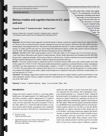 Dietary creatine and cognitive function in U.S. adults aged 60 years and over