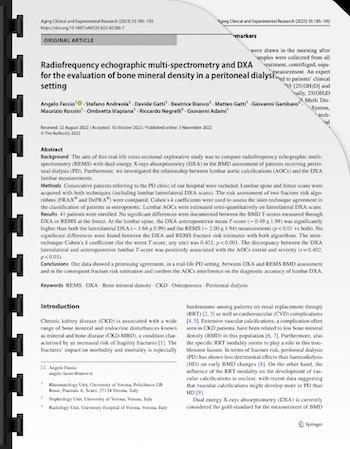 Radiofrequency echographic multi‑spectrometry and DXA for the evaluation of bone mineral density in a peritoneal dialysis setting