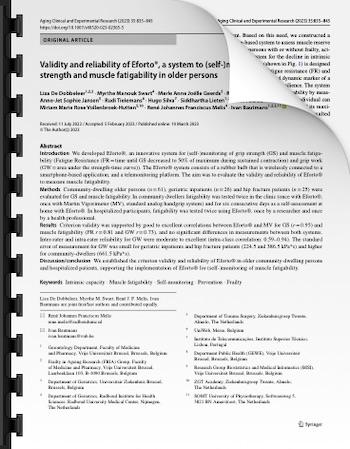 Validity and reliability of Eforto®, a system to (self‐)monitor grip strength and muscle fatigability in older persons