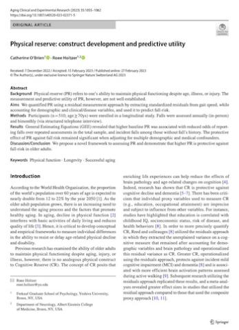 Physical reserve: construct development and predictive utility