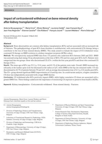 Impact of corticosteroid withdrawal on bone mineral density after kidney transplantation