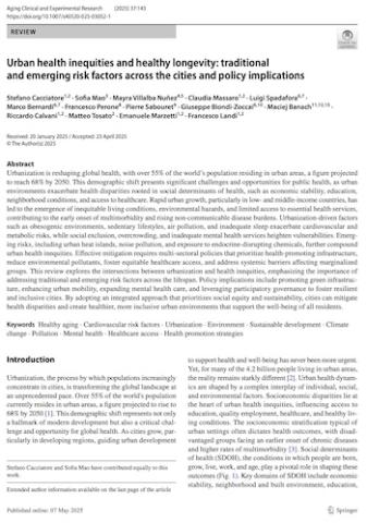 Urban health inequities and healthy longevity: traditional and emerging risk factors across the cities and policy implications