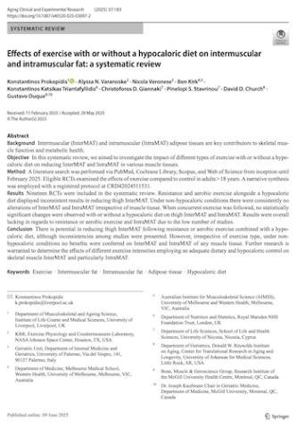 Effects of exercise with or without a hypocaloric diet on intermuscular and intramuscular fat: a systematic review