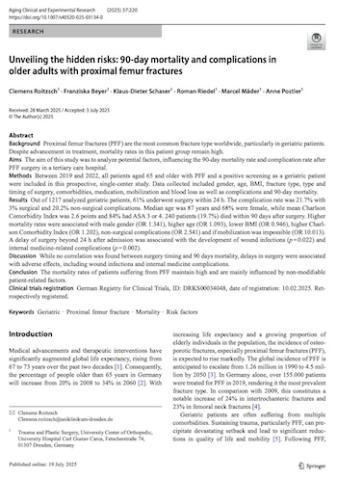 Unveiling the hidden risks: 90-day mortality and complications in older adults with proximal femur fractures